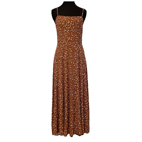 Carly Jean Los Angeles Dresses & Skirts - Carly Jean Los Angeles CJLA Brown & White Speckled Floral Print Maxi Dress Sz L